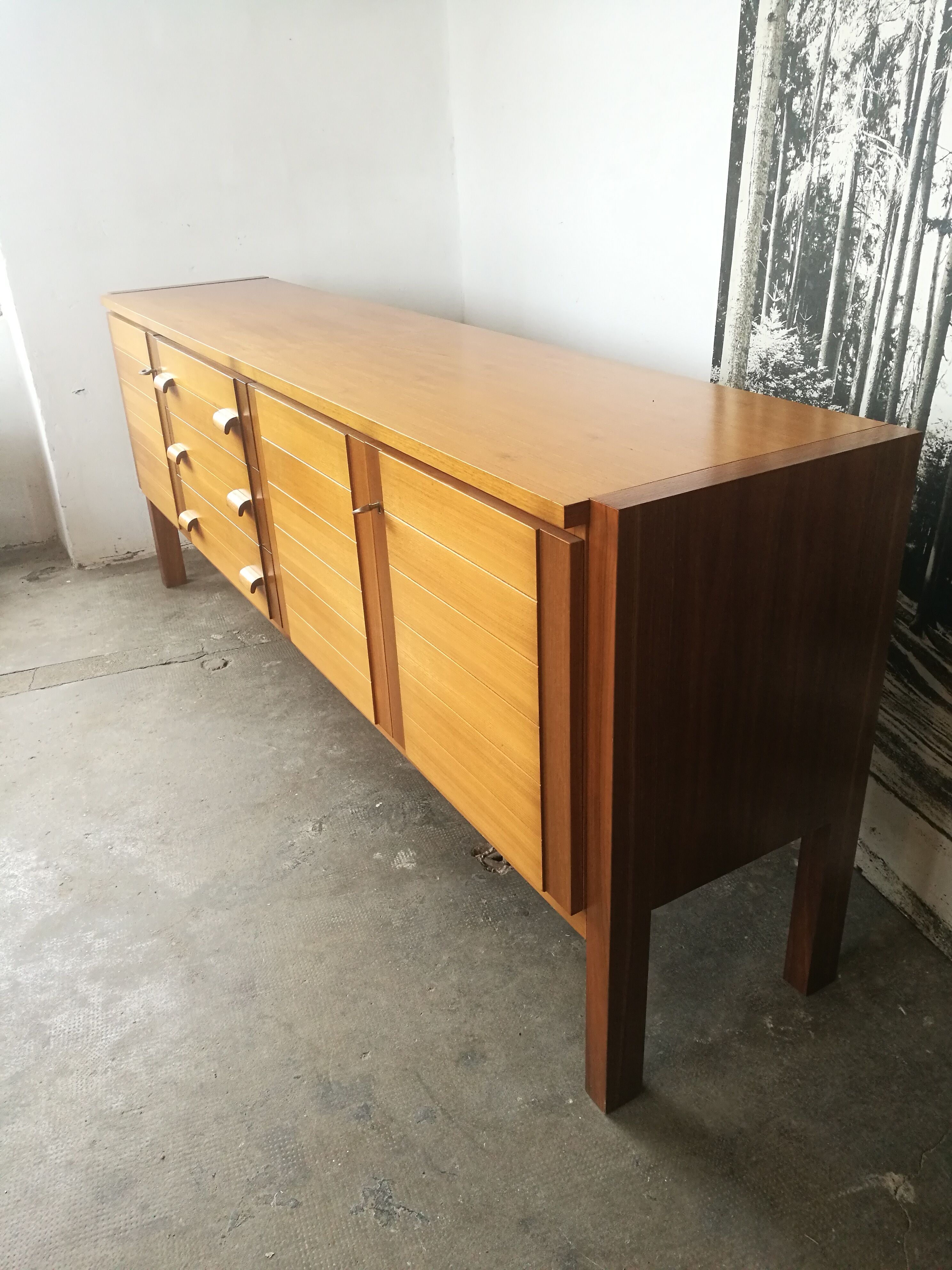 Large vintage row in blond wood