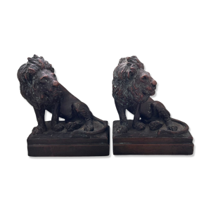 Serre-livres lions Pompeian bronze