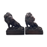 Serre-livres lions Pompeian bronze