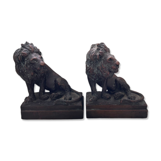Serre-livres lions Pompeian bronze