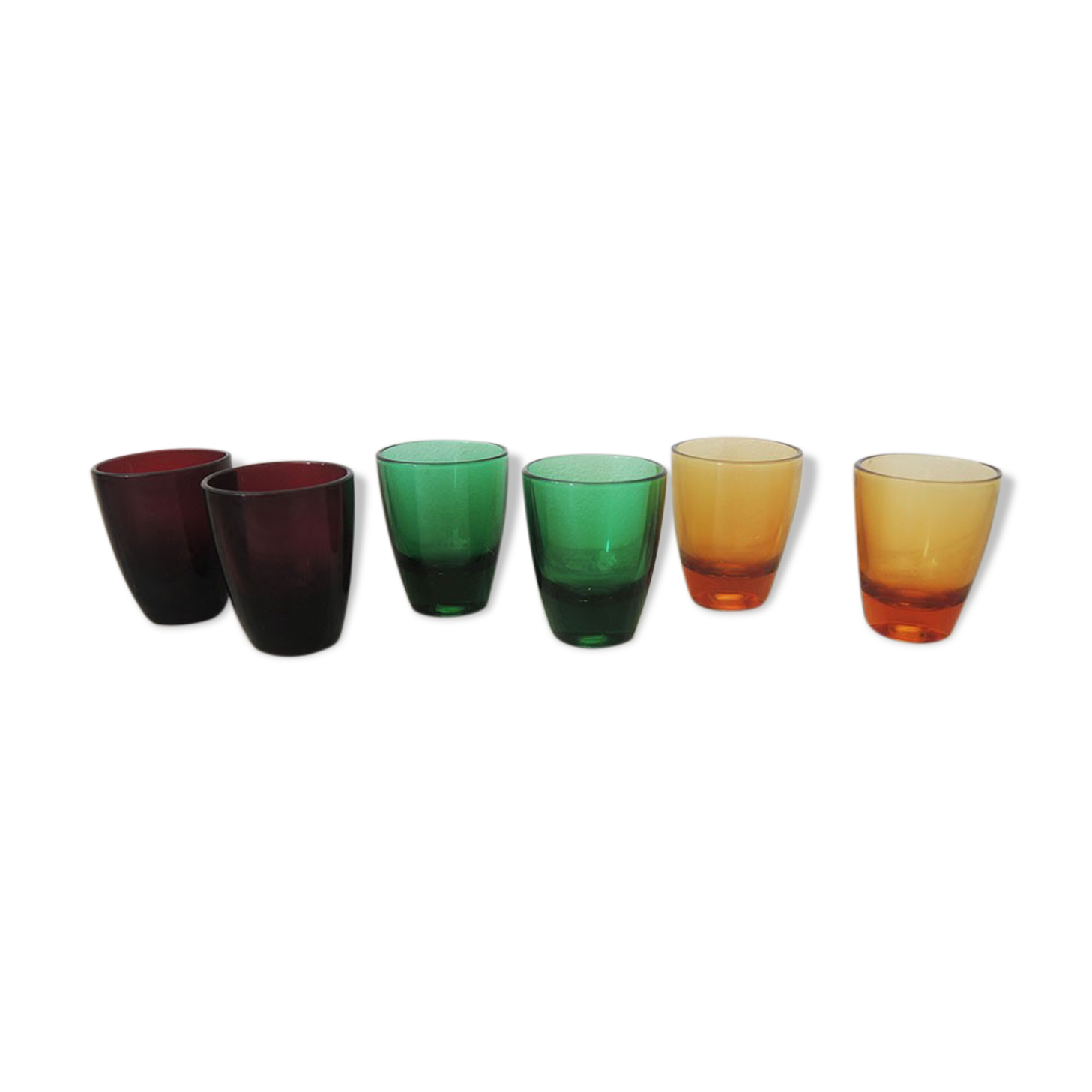 6 ancient multicolored digestive glasses