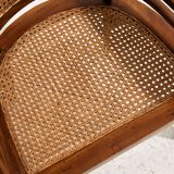 Beech and rattan armchair