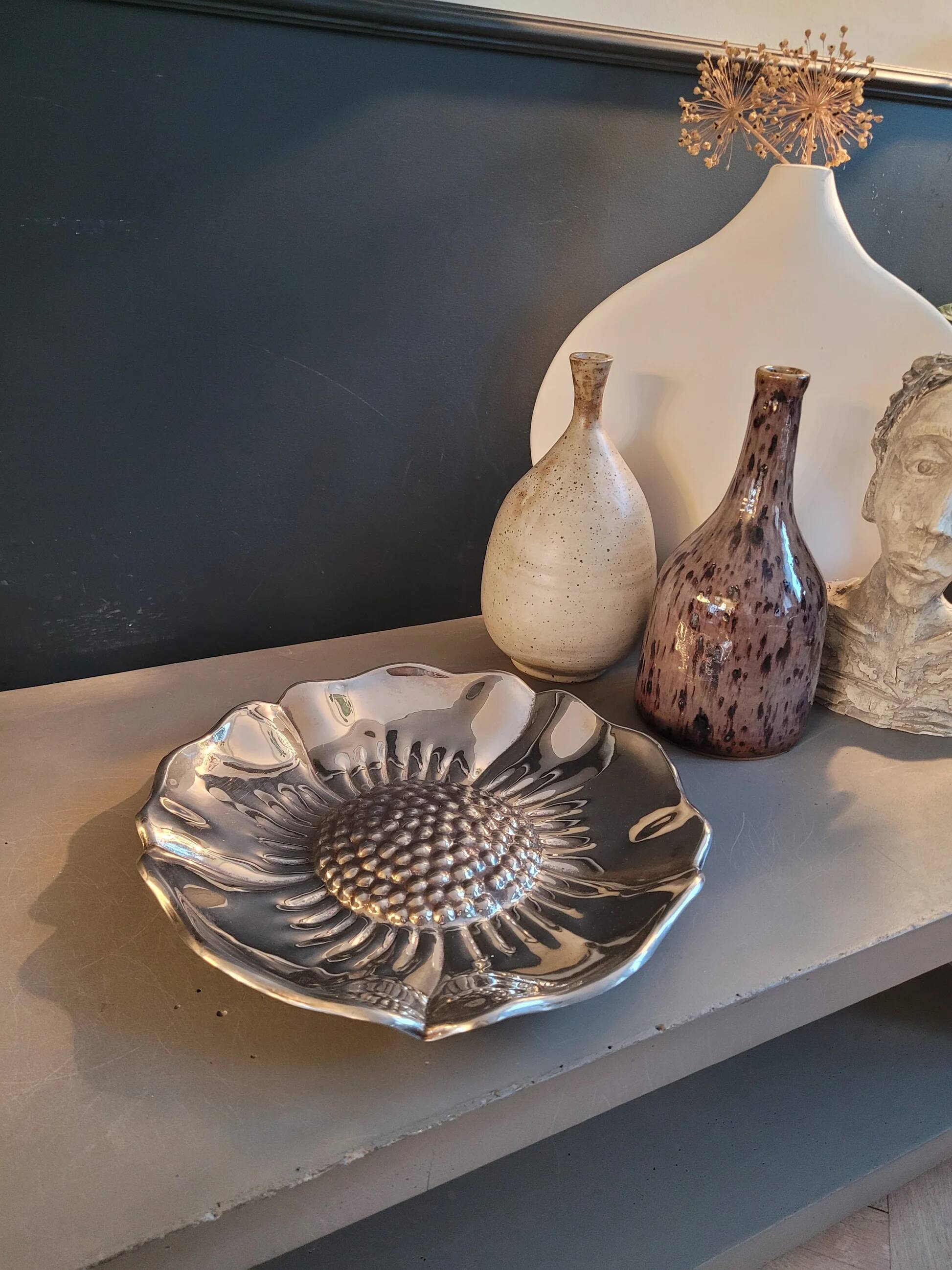 Silver-plated flower dish