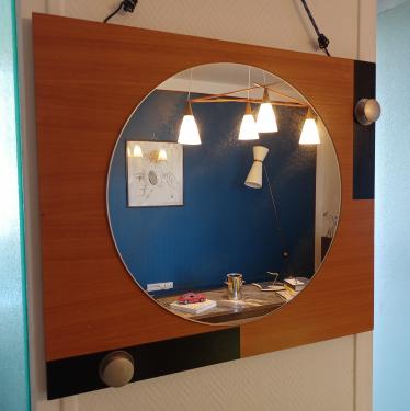 wall mirror on golden oak from the 60s 70x60cm