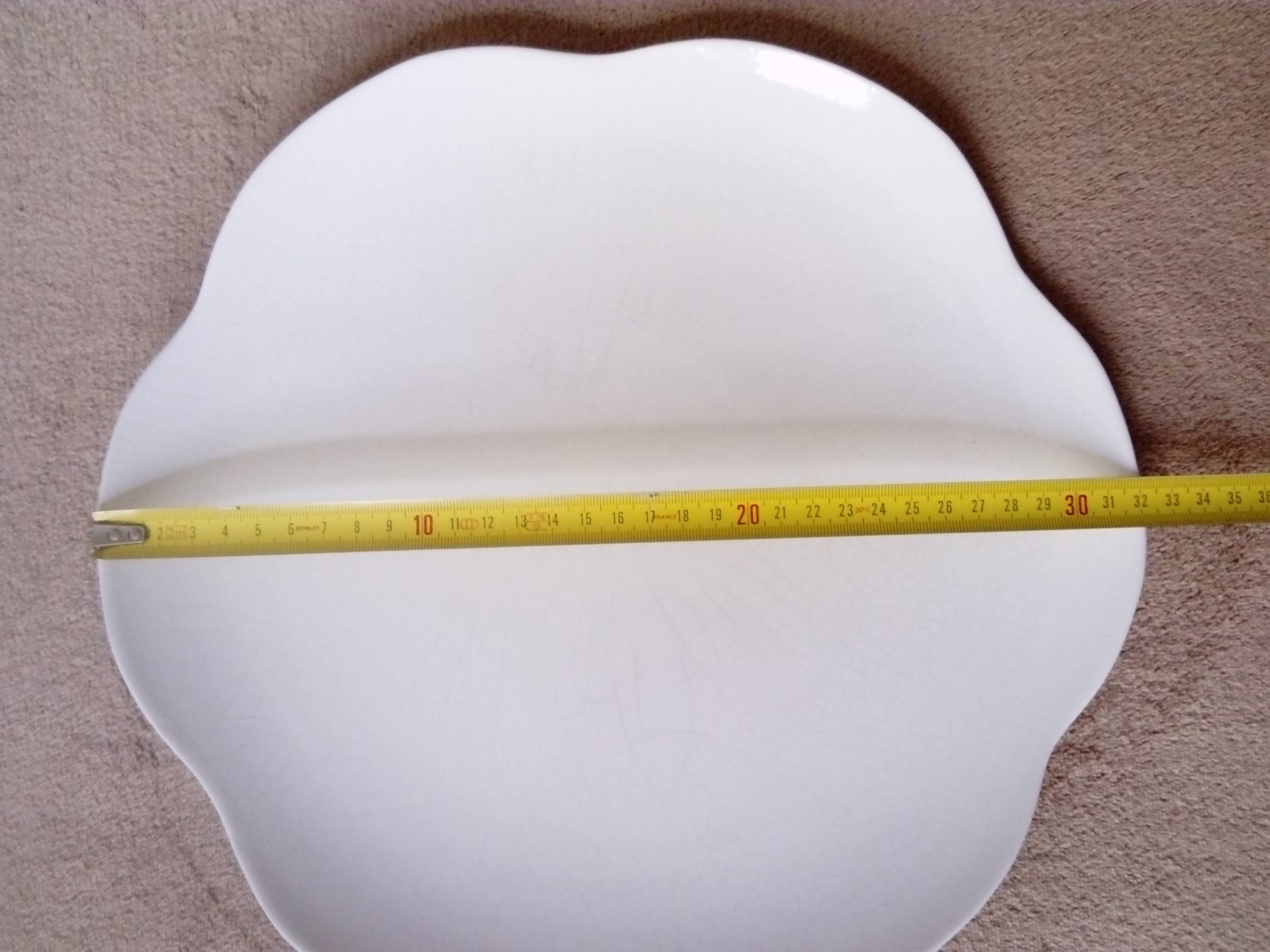 Large white multi-lobed pie or cake dish
