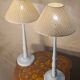 pair of grey-blue lacquered wooden bedside lamps 48x25 compliant with electrical standards