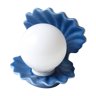 Lampe coquillage bleue en céramique et sa perle en verre, années 80