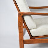 Scandinavian armchair, fully restored, designer Z. Baczyk, 1960s, beige fabric