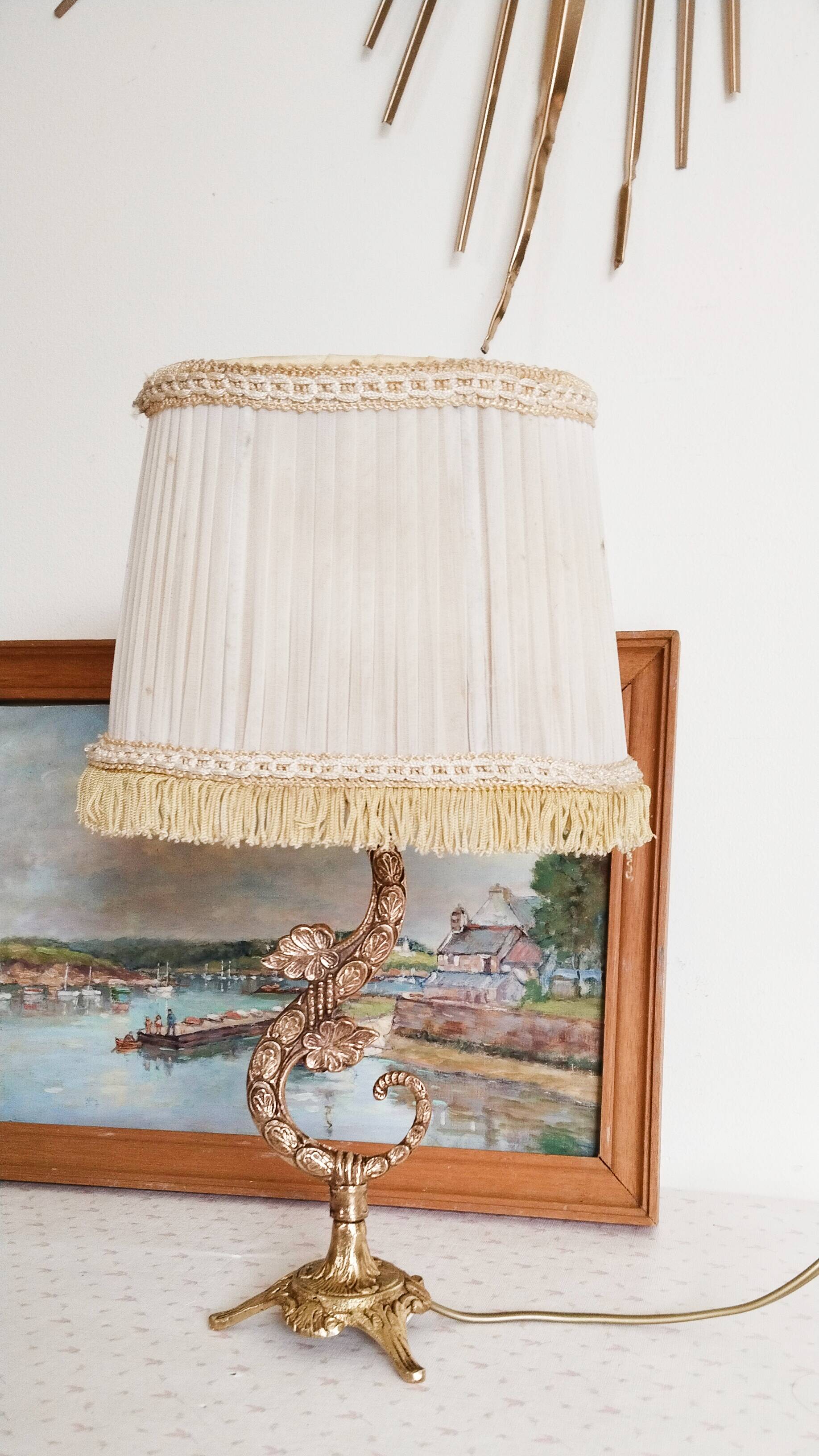 Lampe bouillotte 1 feu en laiton doré , lampe de chevet