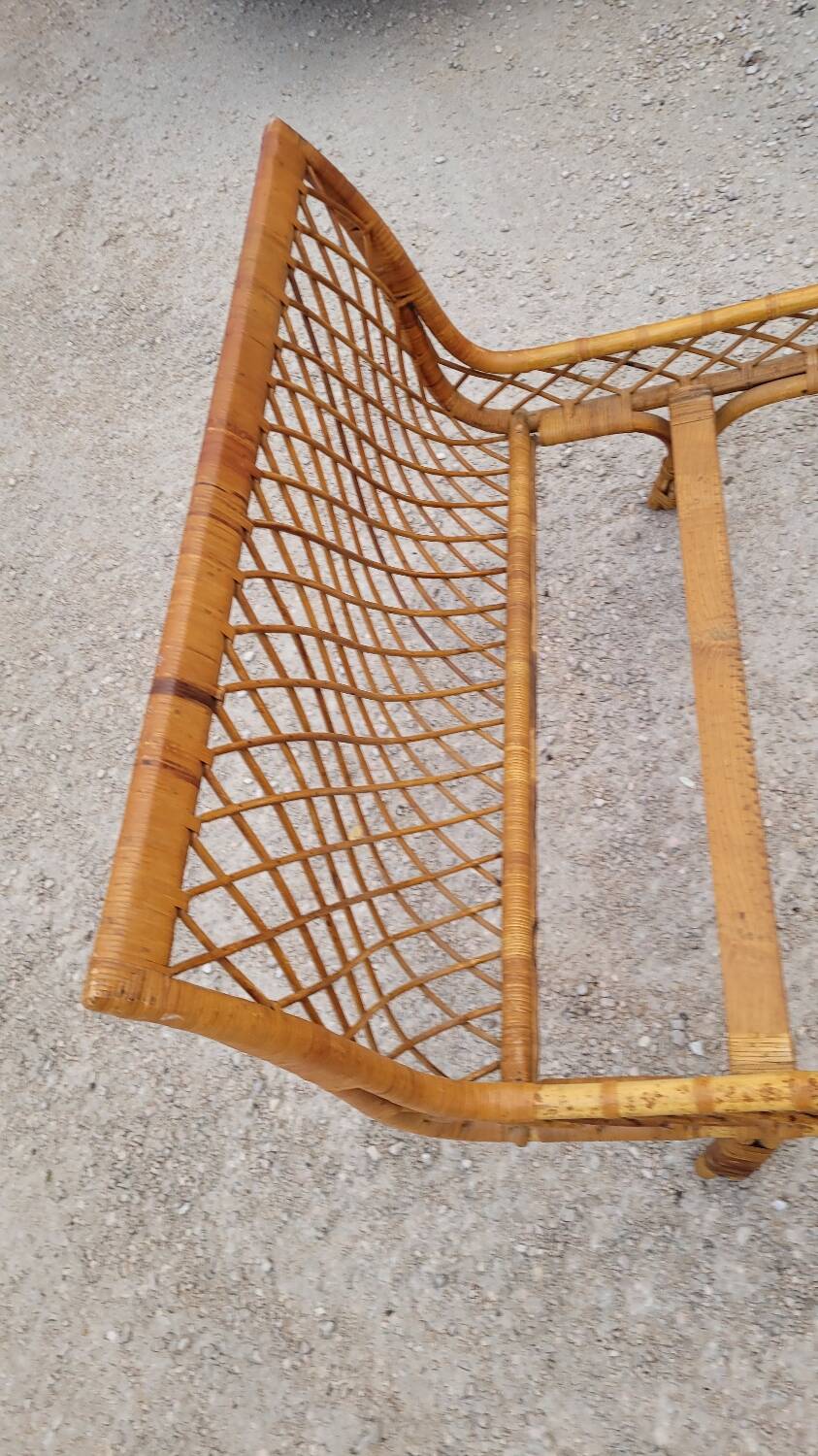 Vintage rattan daybed in basket shape - 1950s