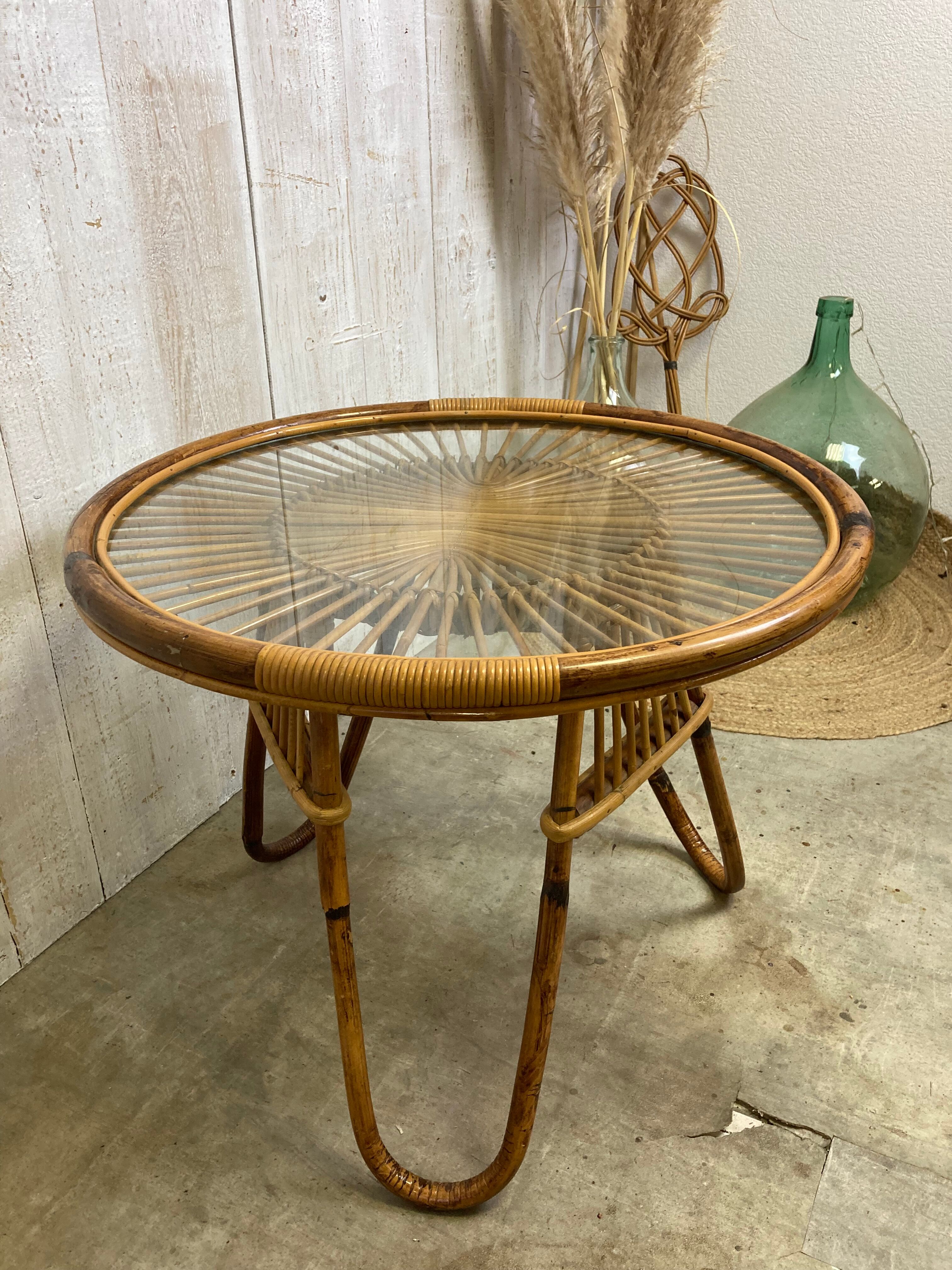 Vintage rattan coffee table