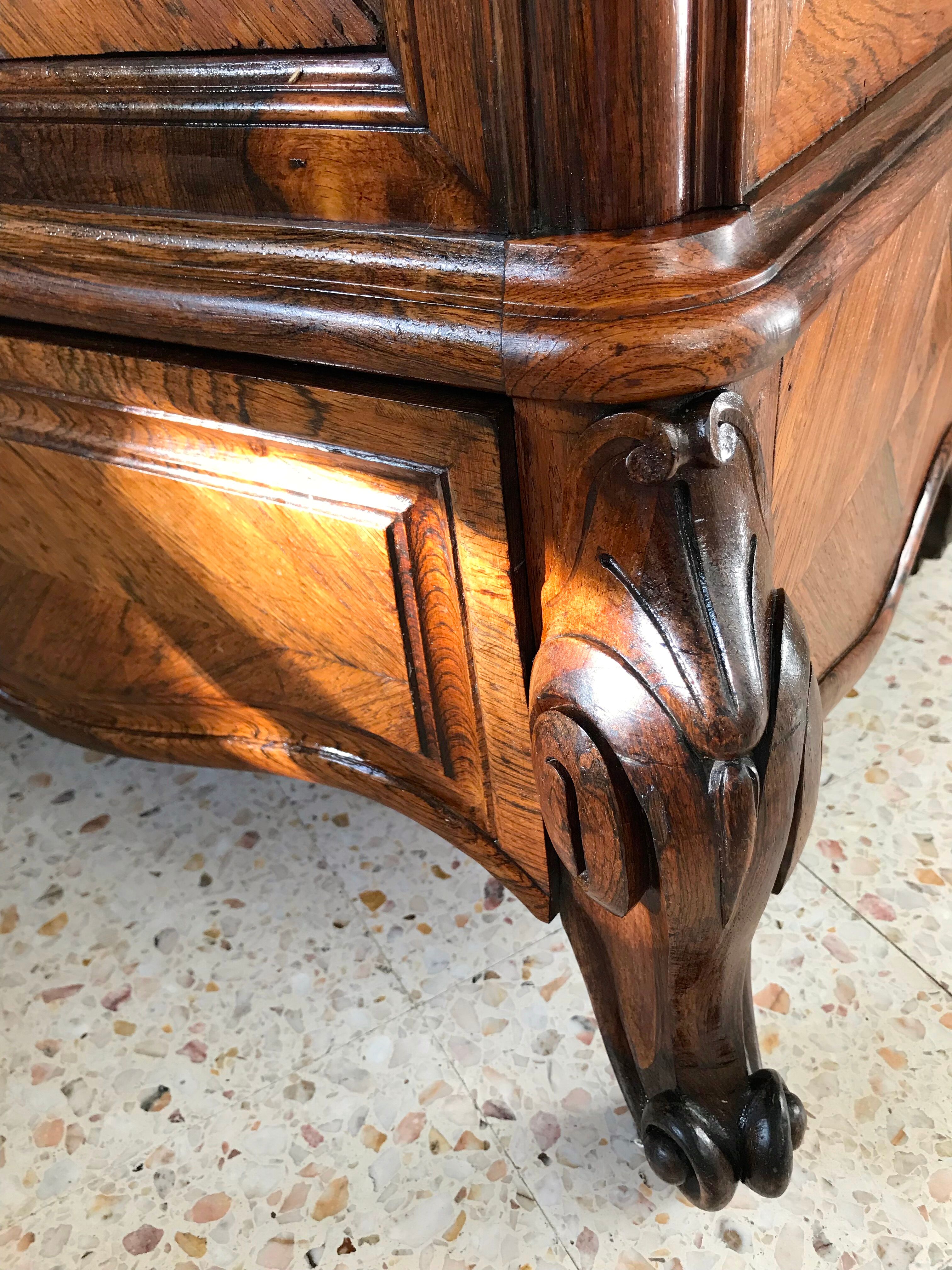 Bonnetière antique wardrobe with beveled ice interior elm magnifying glass style rocaille louis xv