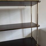 Wooden shelf with gold metal