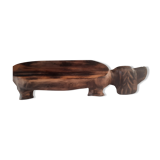 Foot rest in solid wood, dog form