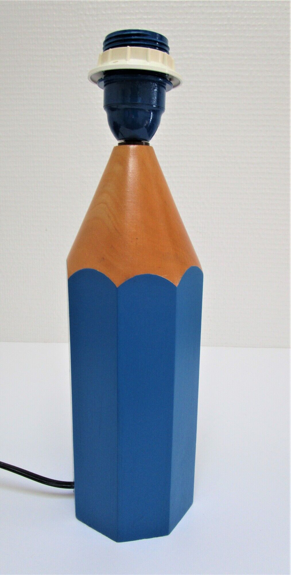 Lamp foot pencil solid wood vintage blue 80s