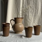 Set of 10 small stoneware mugs from Digoin.