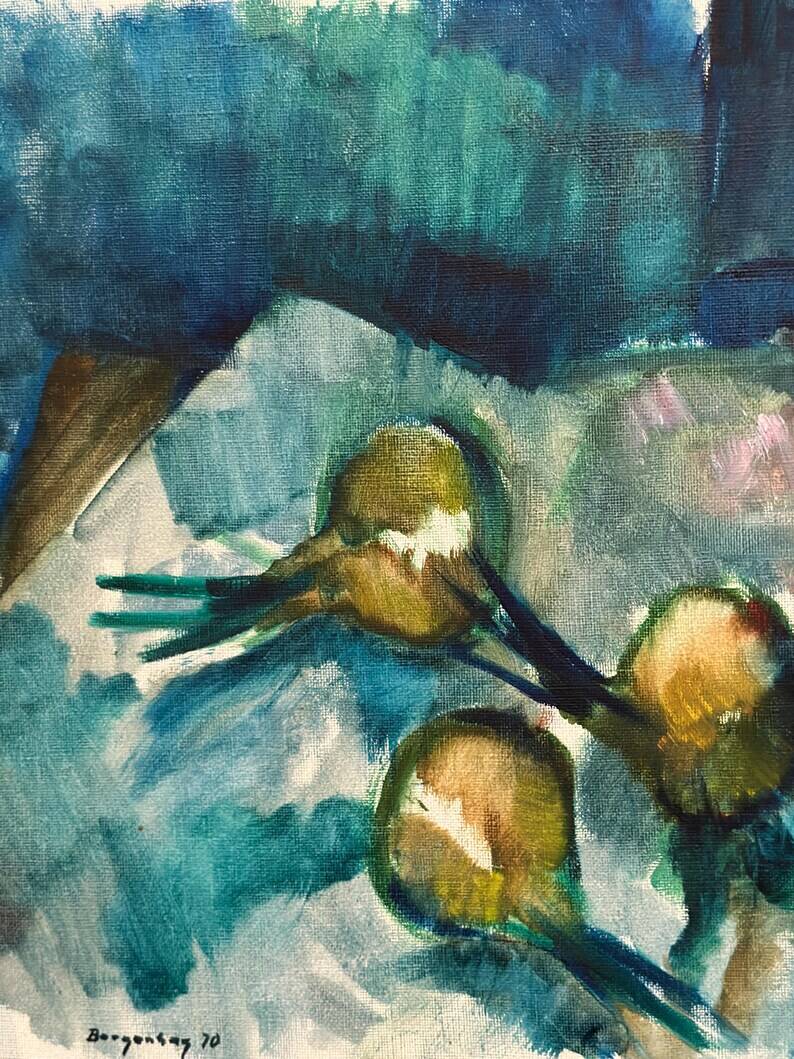 Original Swedish Oil on Canvas – "Abstract Composition" by Bergengren – Signed – Dated 1970 – Framed – 69 × 54 cm (27.2" × 21.3")