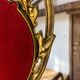 Vintage hanging mirror in gold metal and burgundy velvet – 63 × 24 cm