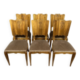 Set of 6 Art Deco period walnut chairs with fan backs, circa 1930