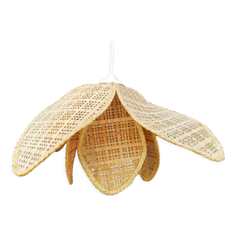 Suspension lampshade rattan straw flower