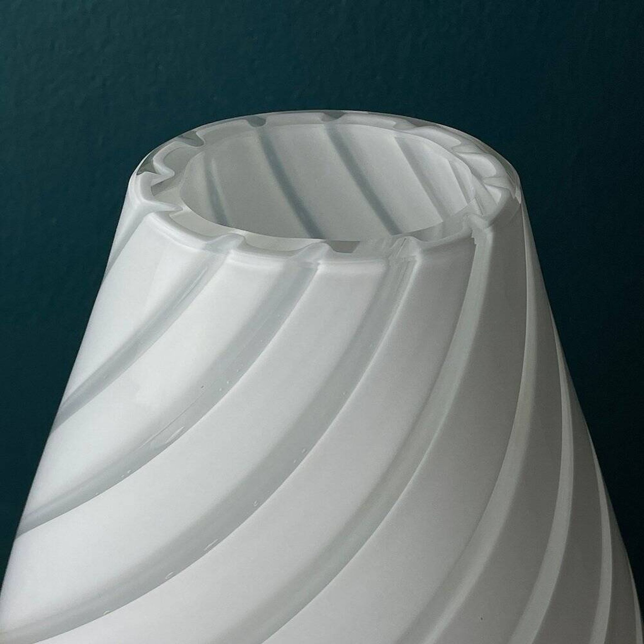 Murano glass vase, white whirl, Italy, 1980s