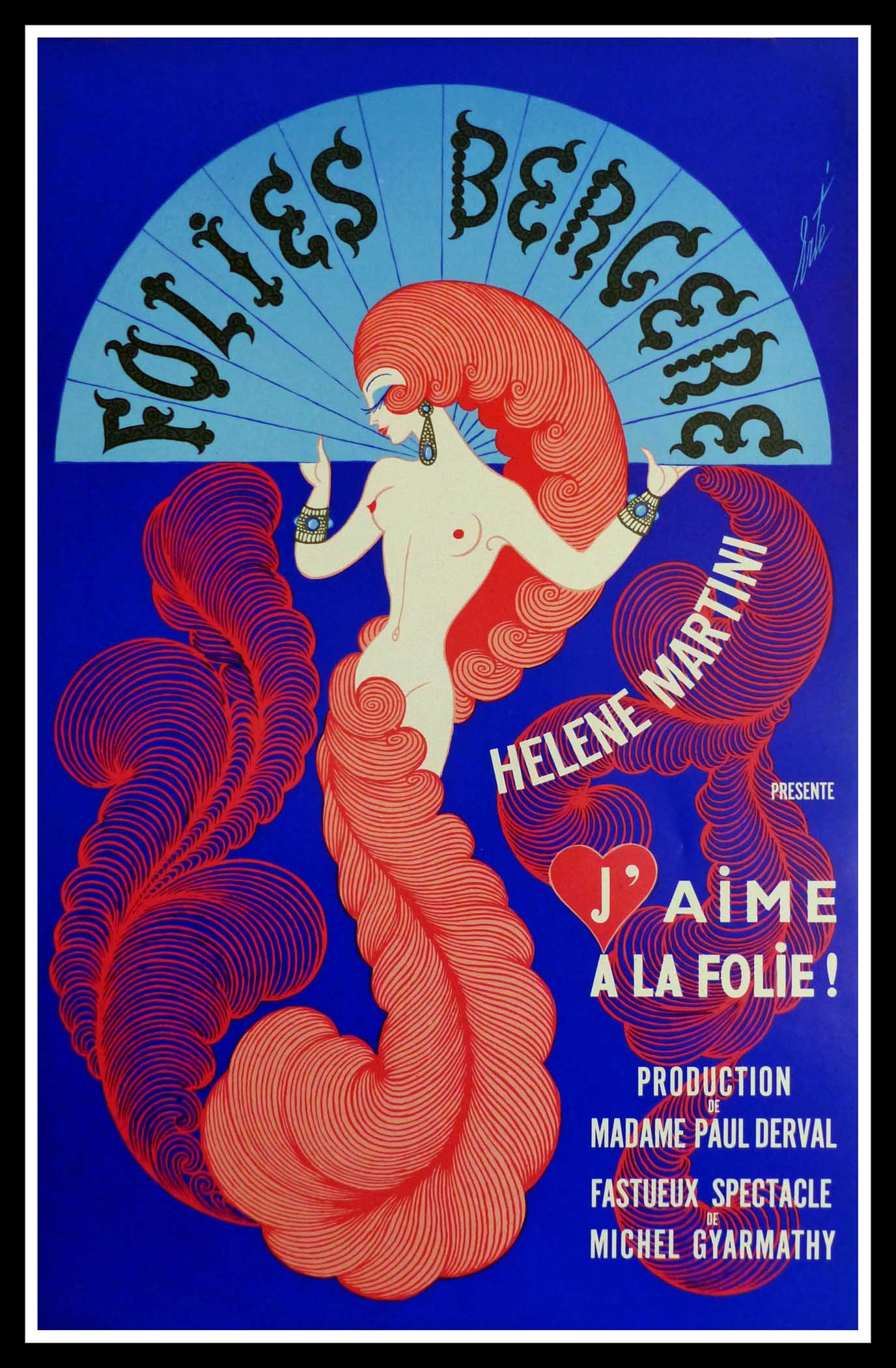 Original antique poster Folies Bergères Hélène Martini Paris Erté