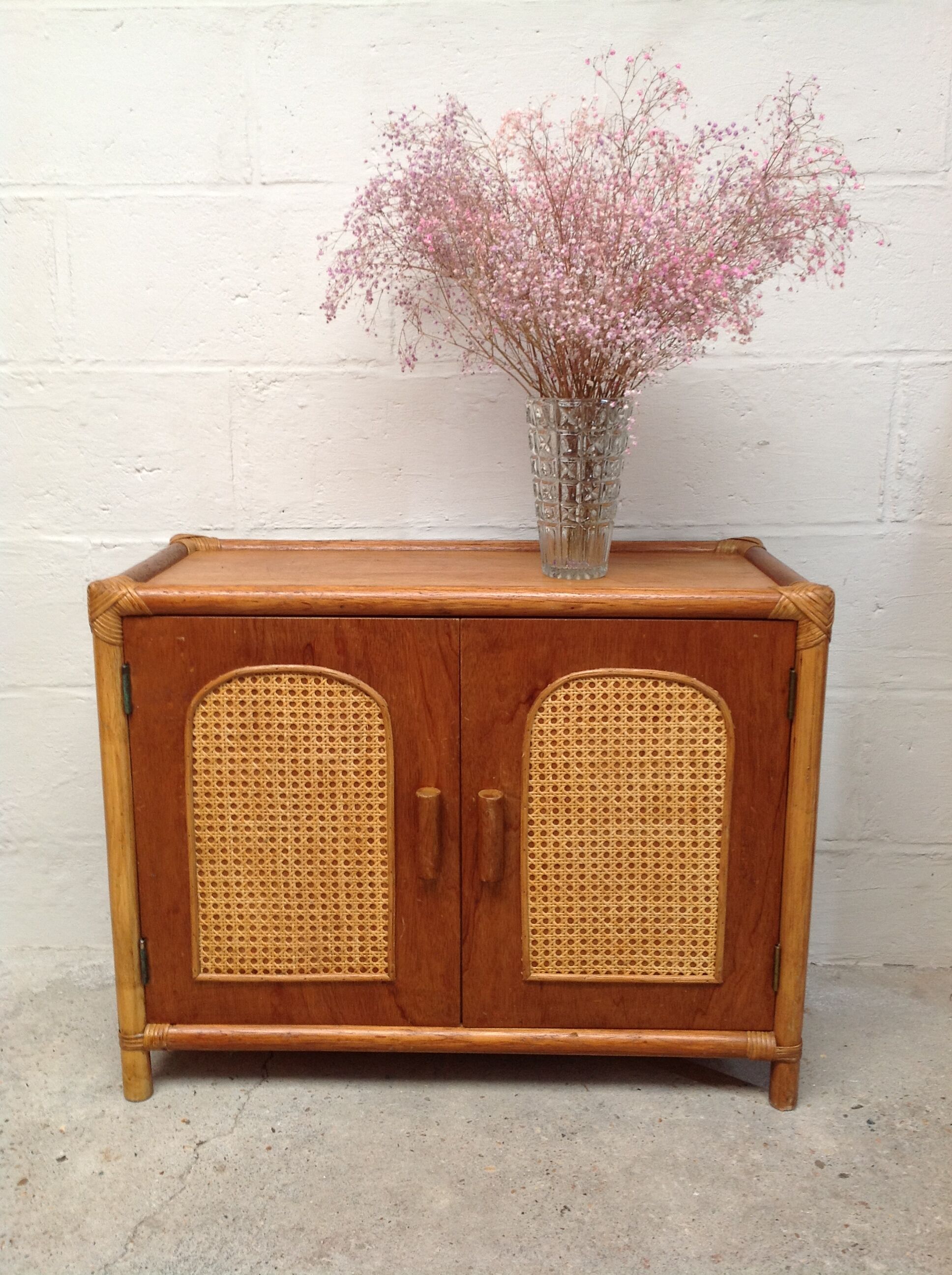 Sideboard wood, bamboo and rattan