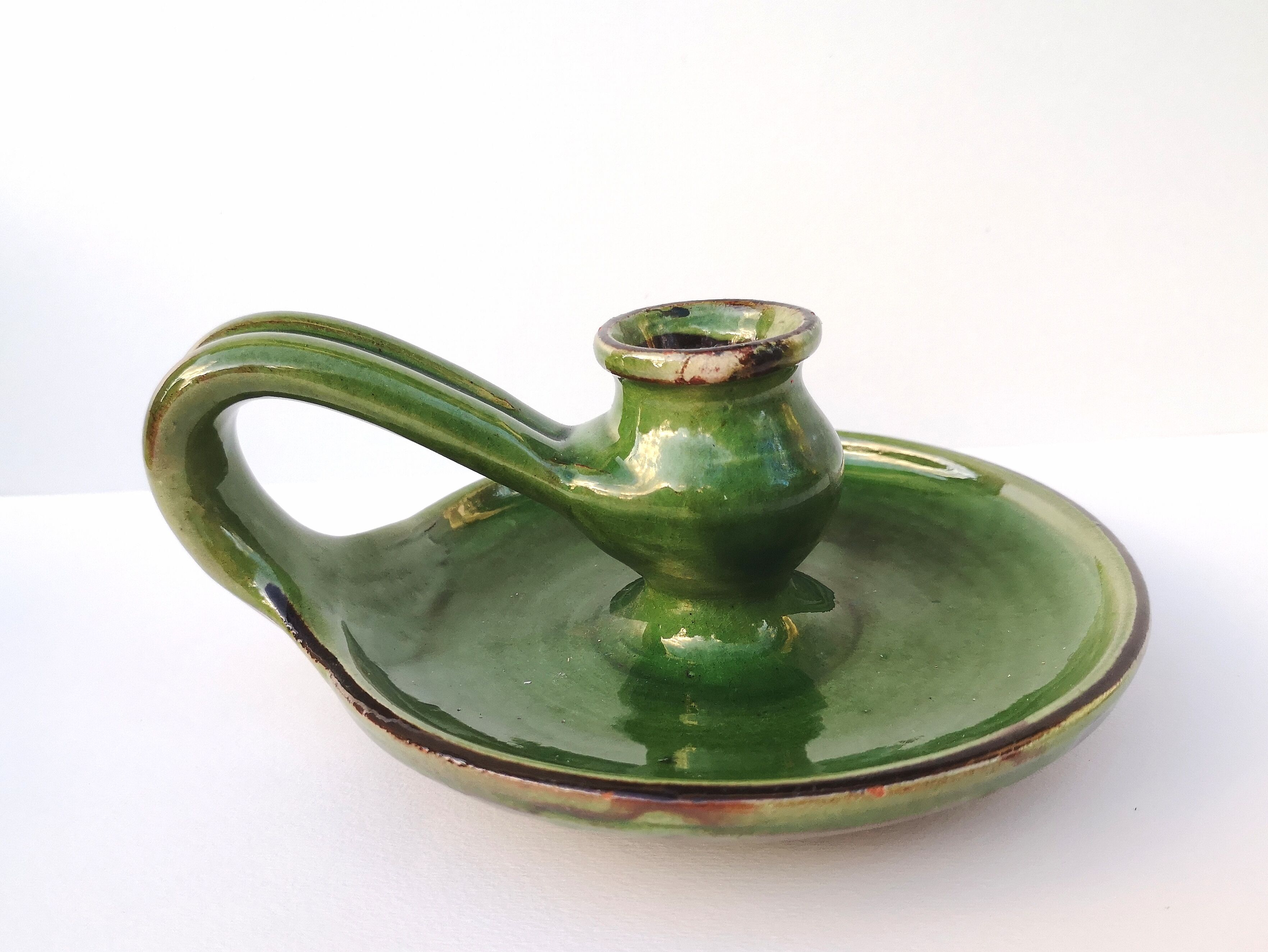 Glazed terracotta candle holder