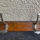 Wall coat rack two old metal hooks on vintage varnished wood