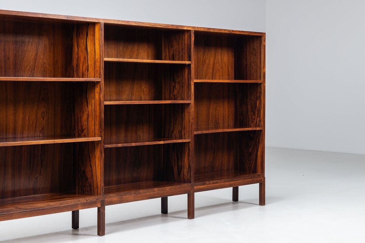 Grande bibliothèque scandinave en palissandre, Danemark, 1960.