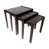 Set of nesting tables in dark wood of Danish design from the 1960s
