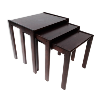 Set of nesting tables in dark wood of Danish design from the 1960s