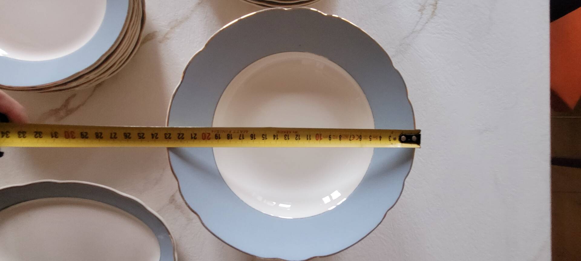 Service de table Villeroy & Boch – Modèle Saar – Bleu pastel & doré –