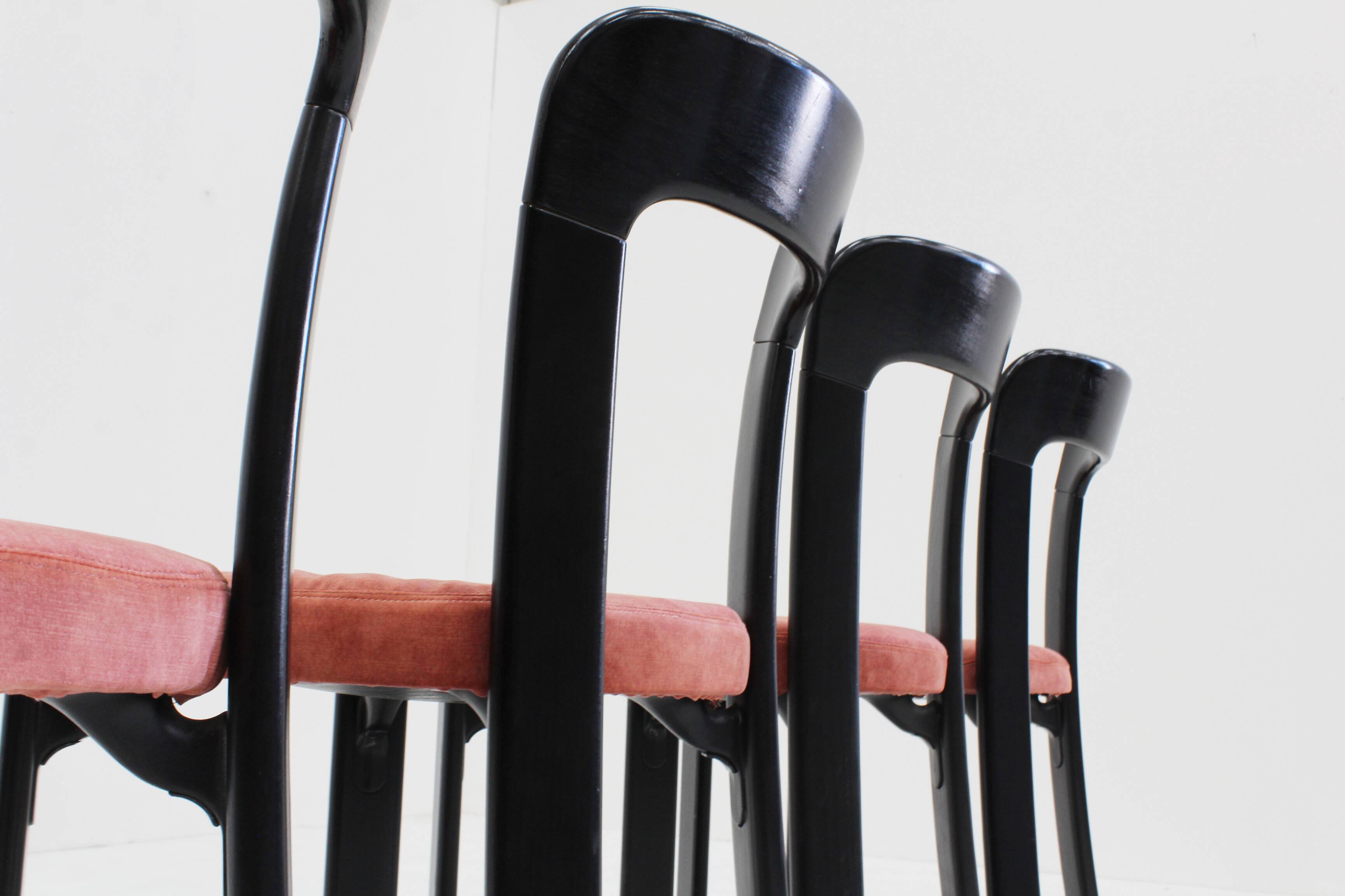 Vintage Bruno Rey dining chairs for Dietiker Switzerland 1970s, set of 6