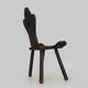 Brutalist tripod chair in raw wood. Solid wood chair. 1960s.