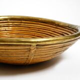 A pair of beautiful Italian Mid Century Modern bamboo bowls with brass rims
