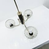 See Delmas chandelier, 3 arms, black and gold, clear glass, 1960