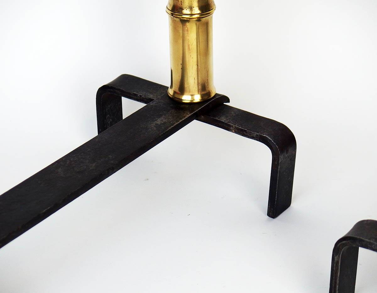 Pair of andirons by Jacques Adnet