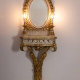 Louis XVI style gilded and lacquered wood console. Circa 1900.