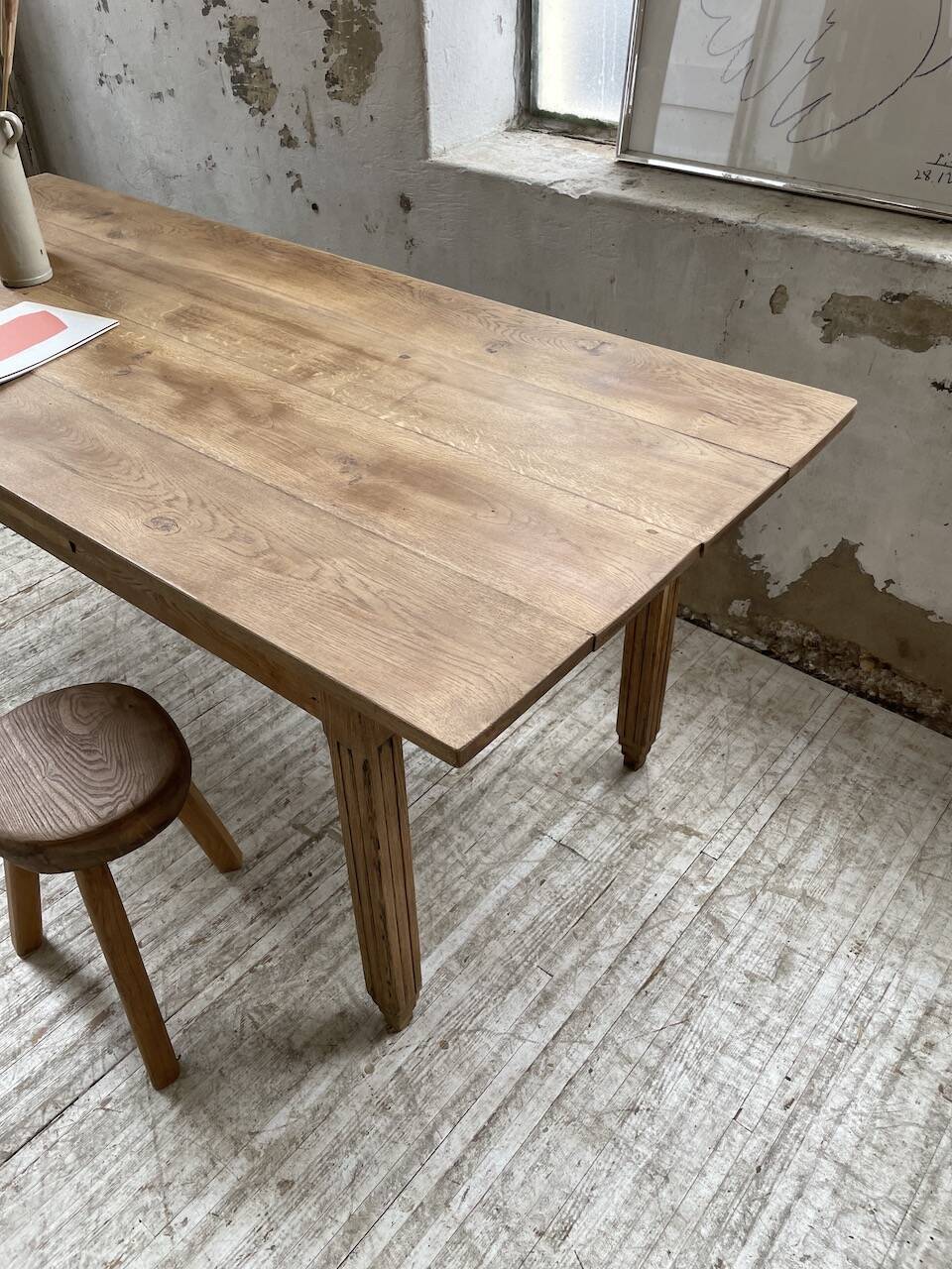 1950s oak butcher's farm table