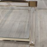 Table basse laiton, verre biseauté et altuglas