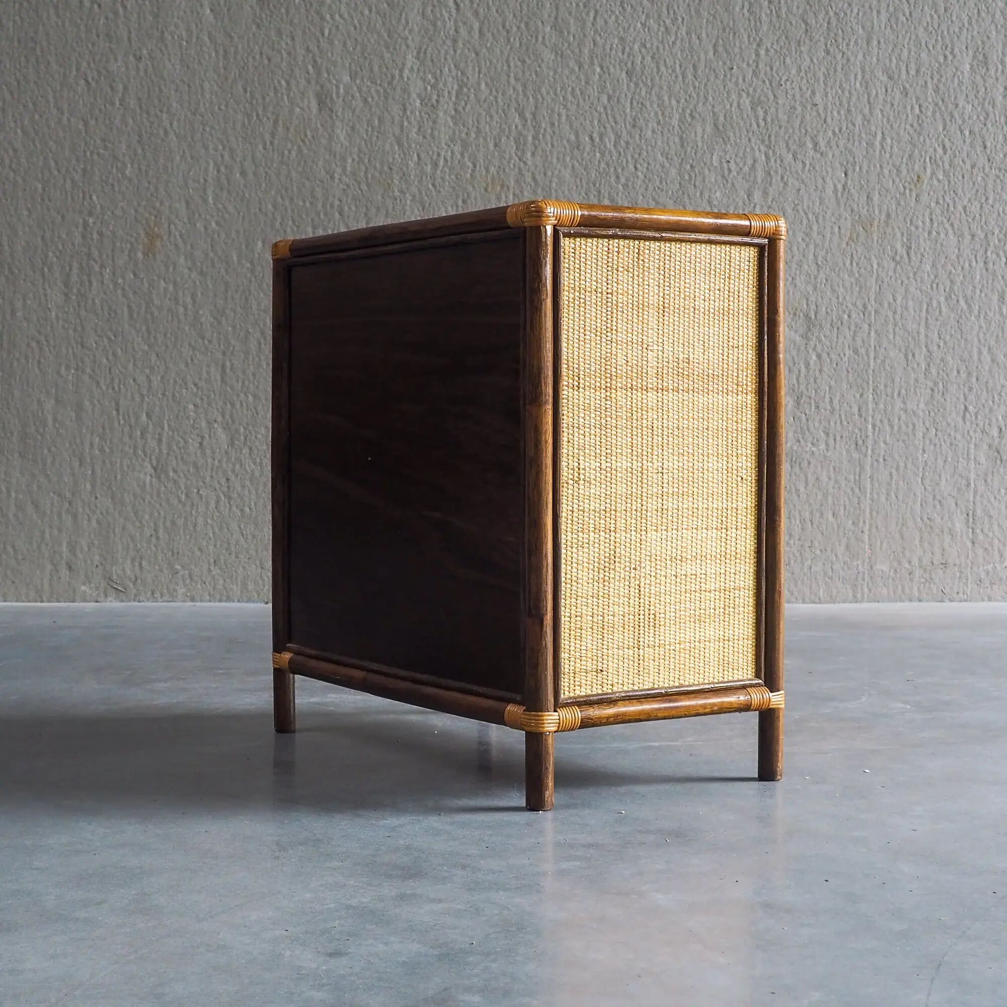 Vintage rattan & woven cane cabinet