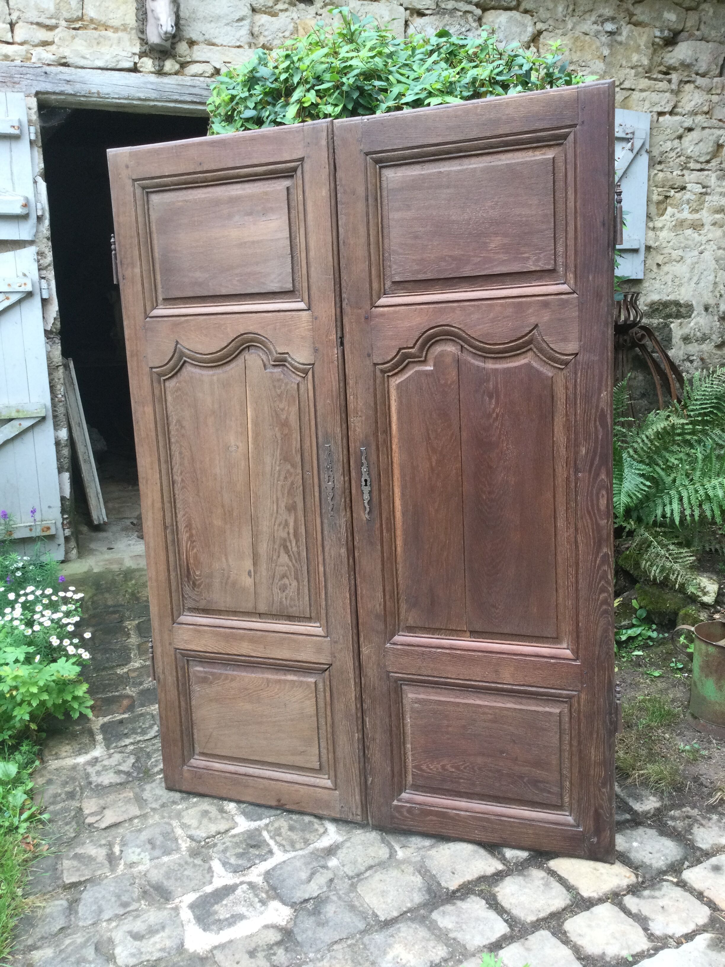 Pair of antique oak closet doors