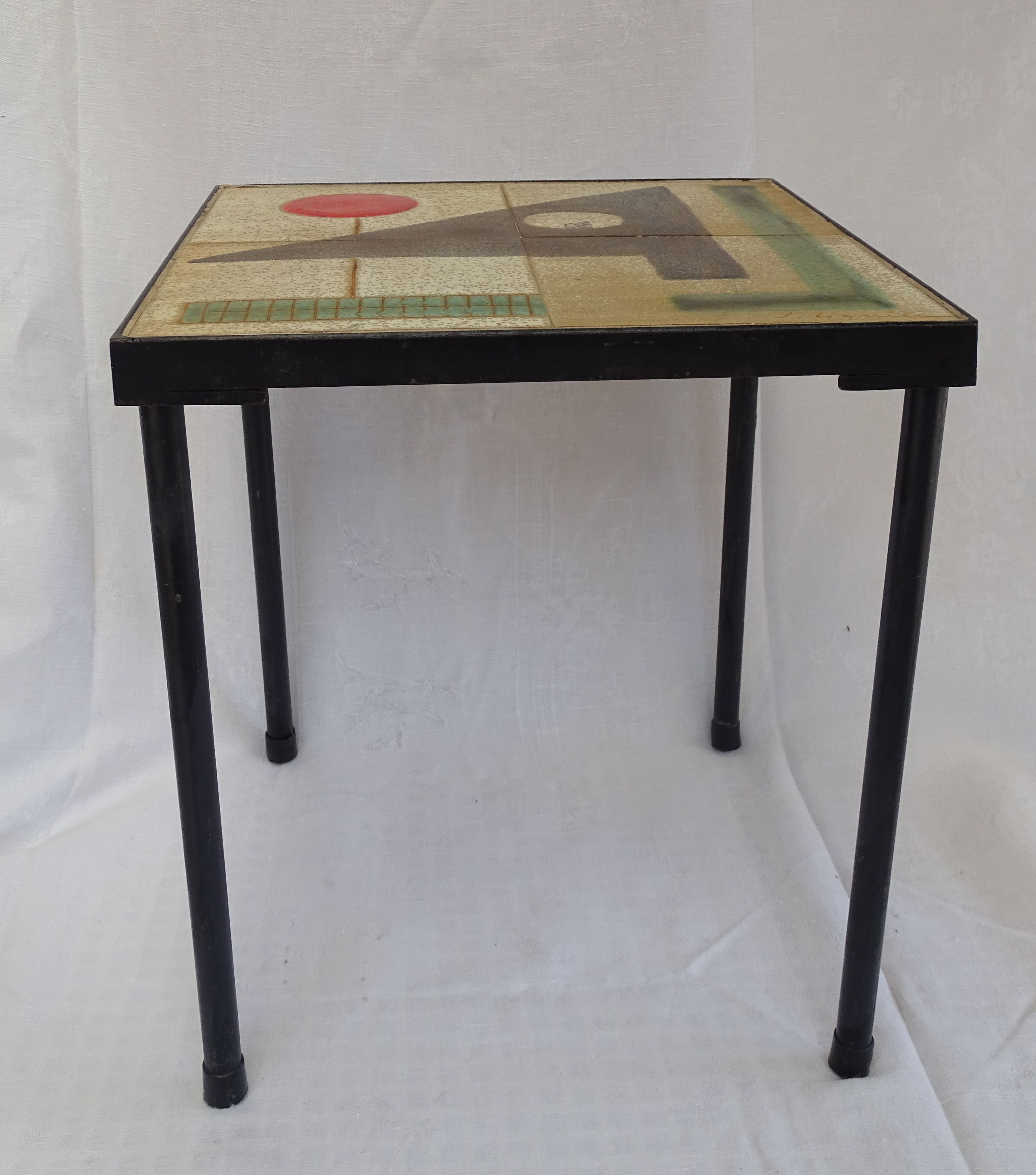 Side table in earthenware signed by Jacques Lignier, Vallauris, 1960
