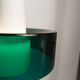 Vintage suspension in 2 elements, white opaline and transparent glass.