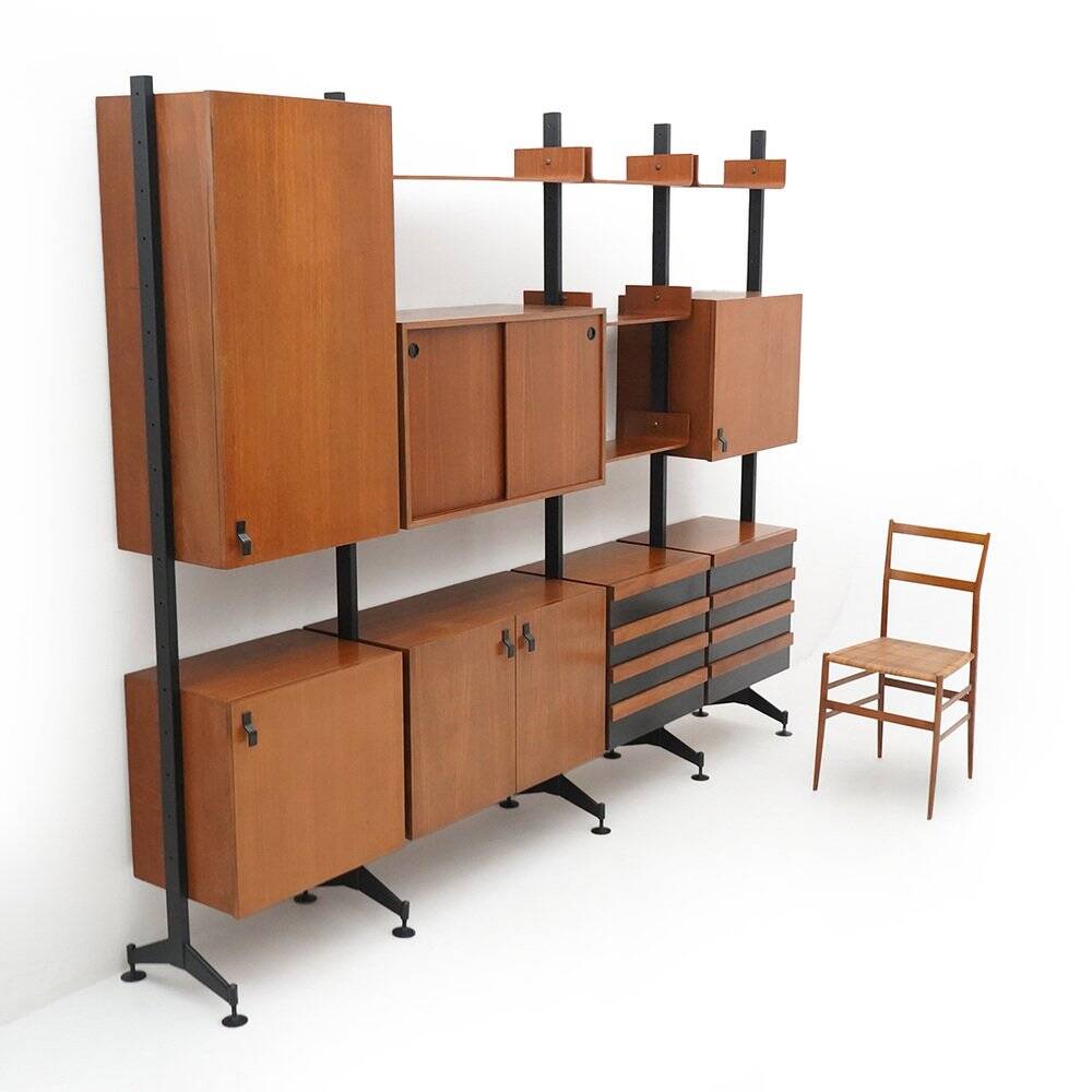Teak bookshelf with four compartments, 1960s