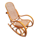 Curved wooden rocking chair with wicker cane rattan.