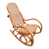Curved wooden rocking chair with wicker cane rattan.