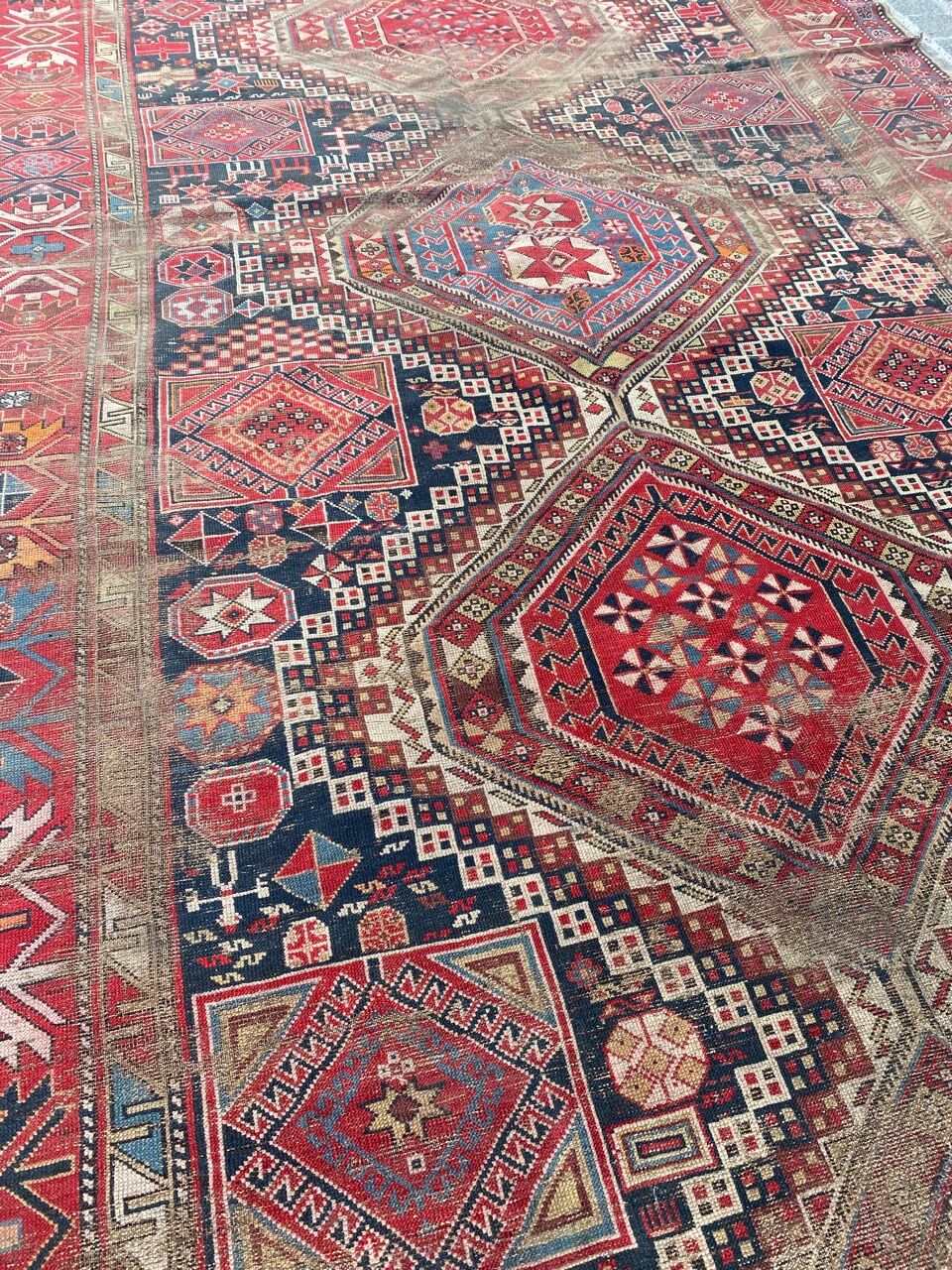Antique carpet chirwan daghistan handmade 177x350 cm