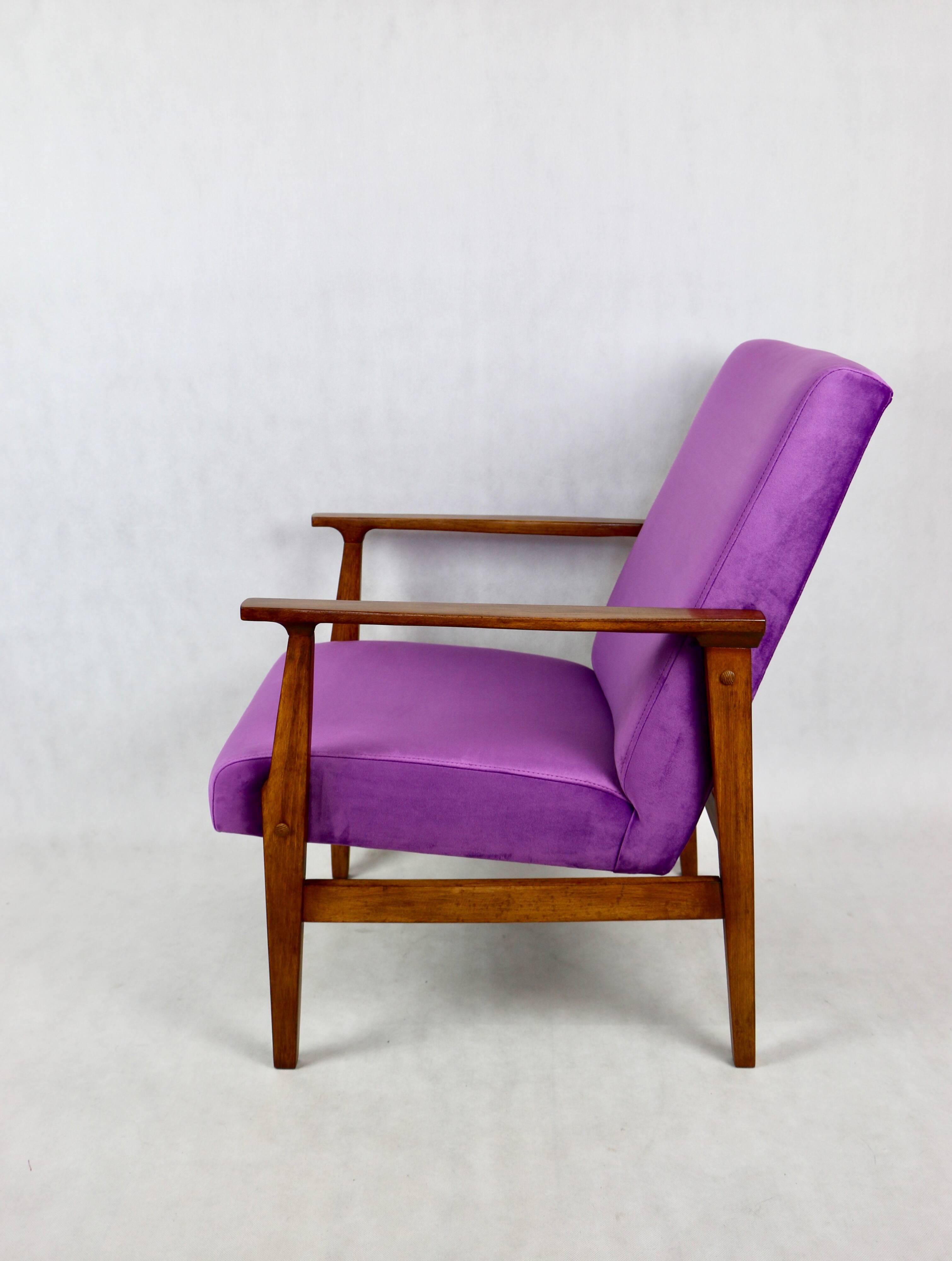 Vintage Violet Velvet Lounge Chair, 1970s